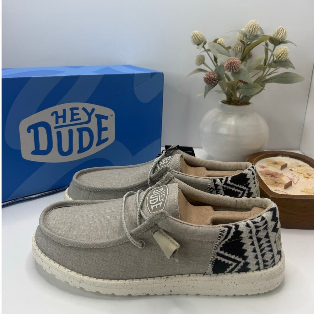 New Hey Dude Wally Funk Jacquard Slip-On Casual Loafers Gray Men's 8 NWB